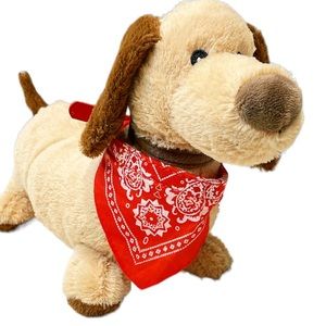 Red leather dog bandana collar 16”